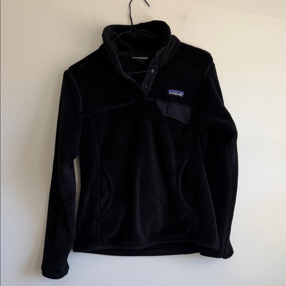 Patagonia Black Fleece Snap-Neck Pullover with Chest Pocket